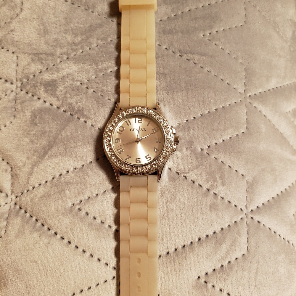 Womens Geneva Silicone Jeweled watch